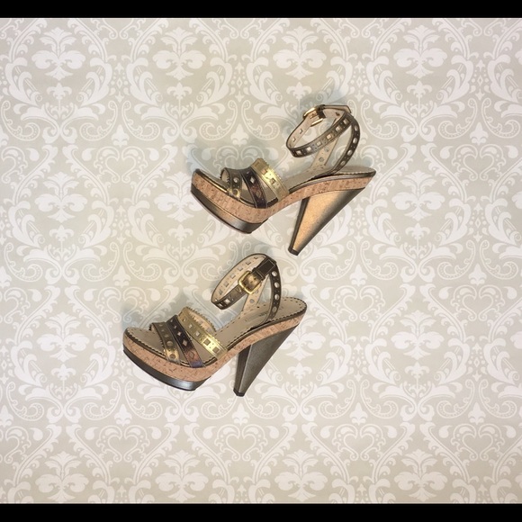 PRADA βοΈ Bronzo Calzatura Platform Heels, Size 38 - Picture 2 of 8